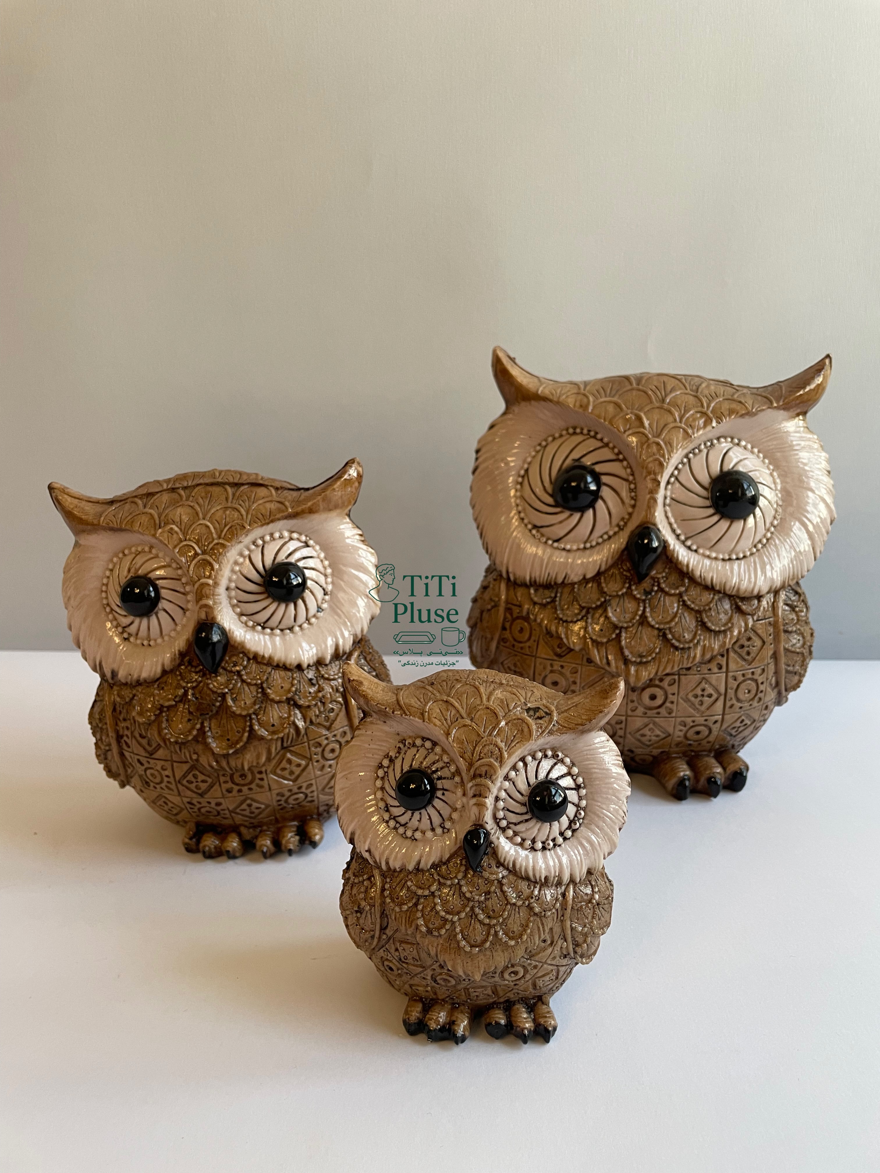 مجسمه جغد چوبی 3عددی